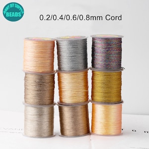 0.2/0.4/0.6/0.8mm Metallic Cord,Handmade Bracelet Cord,Golden Color Cord,No gold Dust