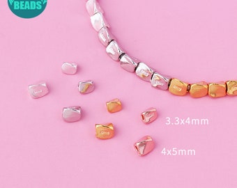Cuentas espaciadoras trenzadas de plata de ley S925, pequeñas cuentas triangulares, pequeñas cuentas de plata, cuentas de plata, cuentas de plata de ley maciza