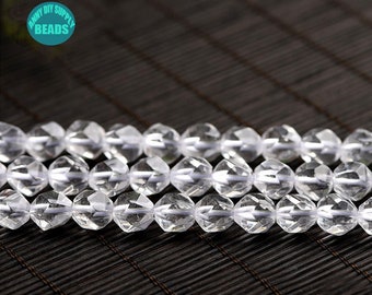 6/8mm Clear Crystal Quartz Beads,faceted Round Natural Clear Crystal Quartz beads,15 inch Strand