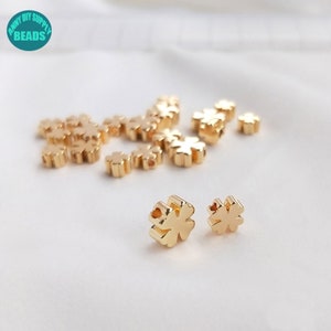 5/6/8mm 14K real gold Plated brass Clover Beads,Tiny Clover beads,Necklace beads,bracelet beads