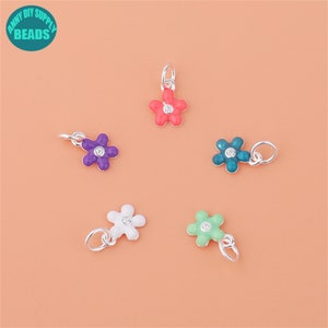 S925 Sterling Silver Flower Charms,Tiny Cute Charm,Jewelry Making Supply,Silver Charm,Tiny Flower Charm