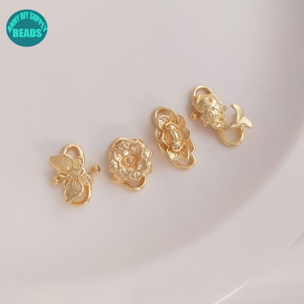 14K Gold plated Flower clasp,s hook clasp,bracelet clasp,jewelry clasp