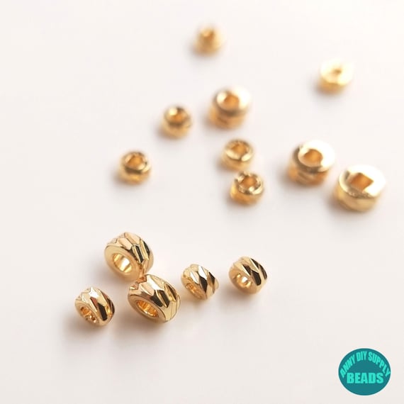 Brass beads, small flower, antique golden, 4mm, 50pcs.