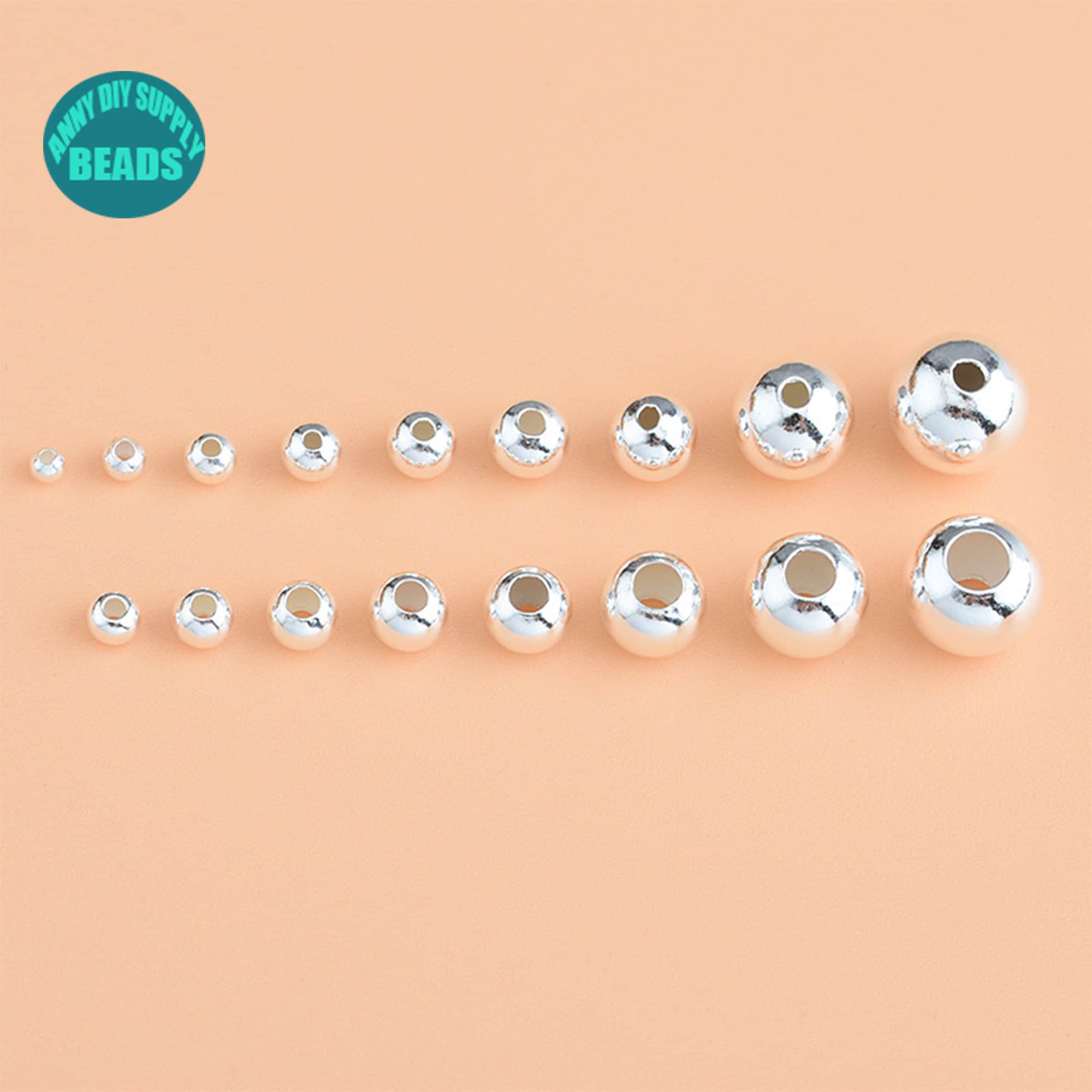 925 Sterling Silver Loose Beads, 6mm Round Smooth Beads, High