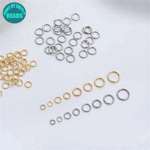 3/4/5/6/7mm Stainless Steel Open Rings: 14K Gold Plated DIY Connector Rings