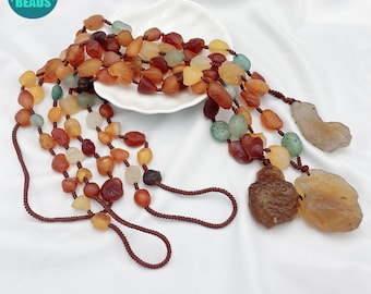 Natural Agate Beads Necklace,Natural Stone Beads necklace,Hand Made agate Necklace
