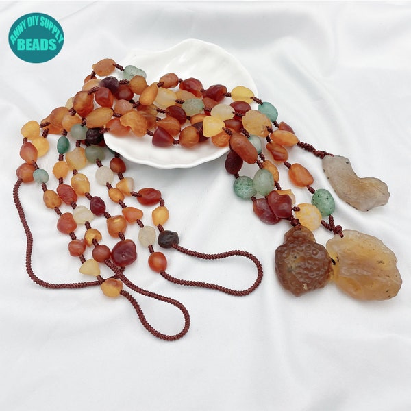 Gobi Wüste Achat Perlen Halskette, Naturstein Perlen Halskette, handgemachte Achat Halskette, Achat Perlen Halskette