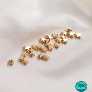 10/20/50/100PCS 14K Real Gold Plated Star Beads,Gold Plated Beads,Tiny Star beads,4/5/6mm