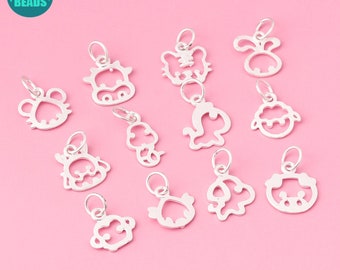 1PC S925 Sterling Silber Chinesisches Sternzeichen Charme, kleines Tier Charme, chinesisches Neujahr Charme, Sternzeichen Anhänger