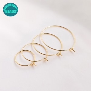 Círculos para aretes de alambre chapados en oro claro de 14 quilates, círculos para aretes, ganchos para aretes, accesorios para aretes, círculos para aretes de 15/20/25/30 mm