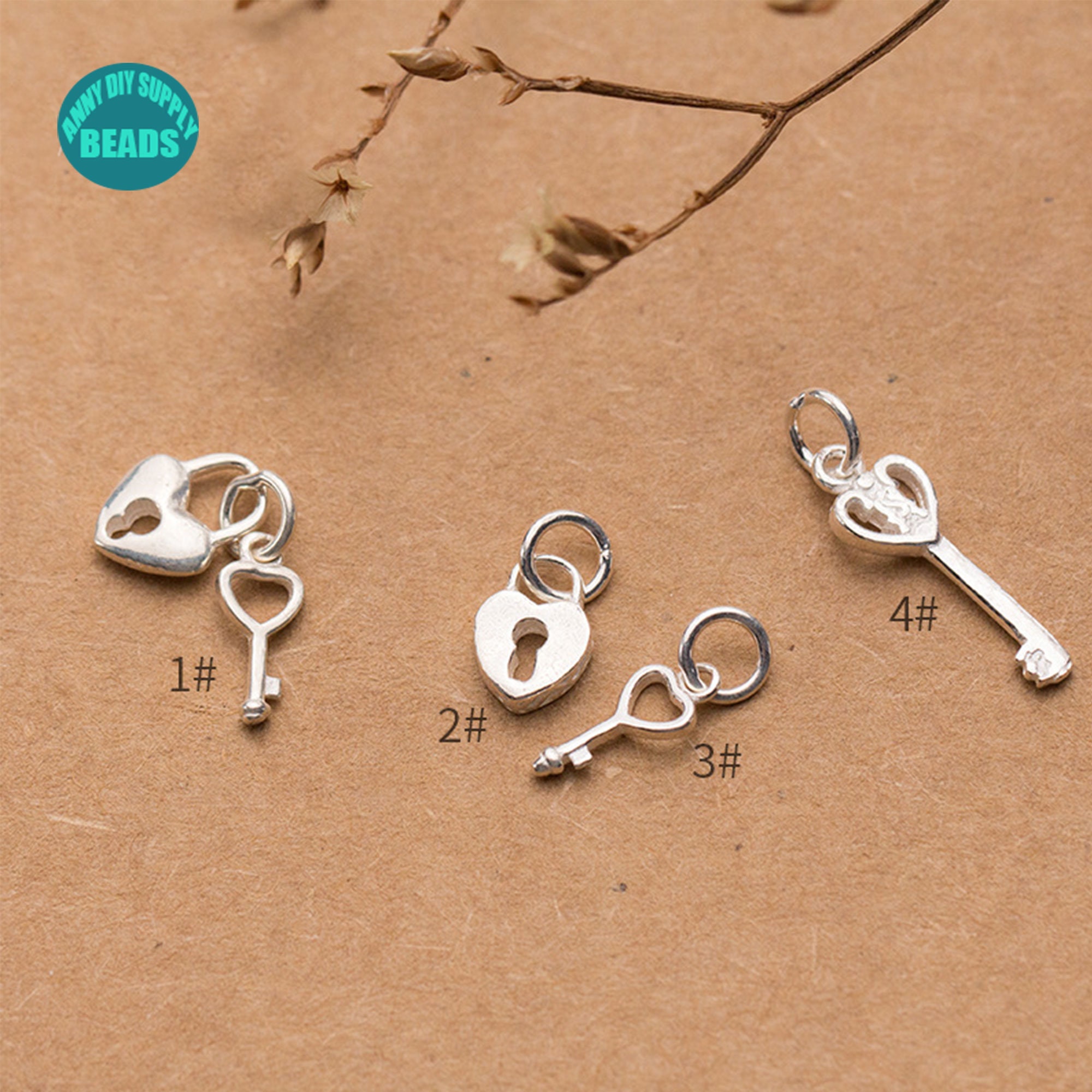 S925 Sterling Silver Charms,Antique Silver Key Charms,Bracelet Spacer Beads,Bracelet Silver Charms,Key Findings,Bracelet Pendant