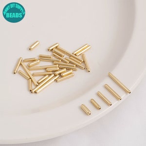 14k Gold Plated Brass Tube Beads,Straight Tube Beads,Gold Plated Beads,Metal Beads,Bone Beads,Brass Beads