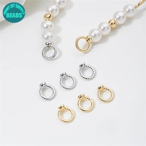 7.5mm 14K Real Gold Plated Pig Nose Closed Ring Connector,With 2 hole Ring,Bracelet End Connector,Bracelet end Closure,Jewelry Connectors