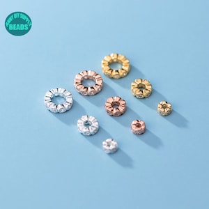 4/6/8mm S925 Sterling Silver Flower beads Spacer,circle beads,Silver CZ bead Spacer