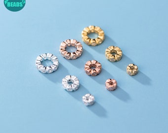 4/6/8mm S925 Sterling Silver Flower beads Spacer,circle beads,Silver CZ bead Spacer