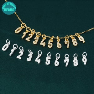 1 pendentif chiffre en argent sterling S925, breloque chiffre en argent, pendentif breloque en argent sterling, breloque bracelet, pendentif chiffre pavé CZ