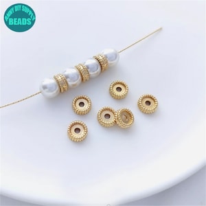 14K Real Gold Plated Rondelle Beads,Ear of wheat lace Donut Beads,Gold plated Rondelle beads,Gold Spacers