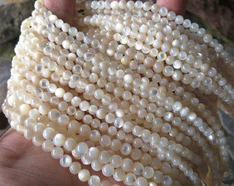 3mm-12mm Mother of Pearl Beads,Seashell Beads with Cat&#39;s Eye,Full Strand
