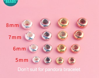 May include: Assortment of silver, gold, and rose gold spacer beads in various sizes, ranging from 5mm to 8mm.  Don't suit for pandora bracelet.