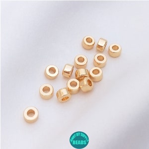 10/50/100pcs 14K Real Gold Plated brass Spacer Beads,Gold Rondelle beads