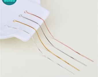 Pendientes de plata de ley maciza S925, pendientes de rosca, pendientes colgantes, pendientes de cadena, pendientes minimalistas, pendientes de cadena larga.