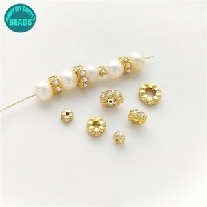 18k Real Gold Plated Brass Spacer Beads,Cz Rondelle Beads,Gold Wheel Beads,Gold Spacers,Metal Spacer Beads,Gold Plated Beads