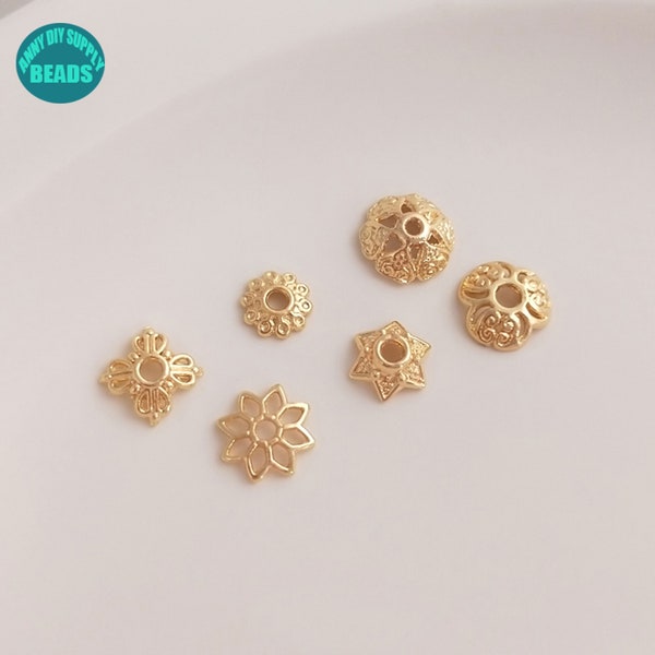 6/8mm 14K Real gold plated Brass Bead Caps,Gold Bead Caps