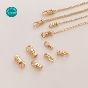 14K Gold Plated Brass Crimp End,Chain End Crimps,Cord End Crimps,Necklace Chain Ends,Chain Clasp end,Chain Connector