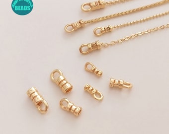 14K Gold Plated Brass Crimp End,Chain End Crimps,Cord End Crimps,Necklace Chain Ends,Chain Clasp end,Chain Connector