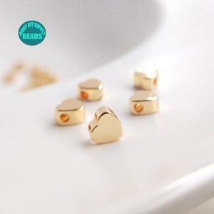 4 / 5mm 14K echtes Gold überzogene Herzperlen, kleine Herzperlen