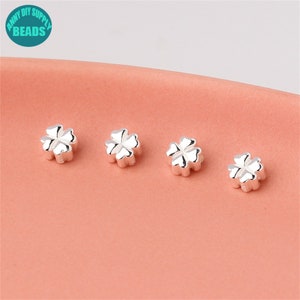 S925 Sterling Silver Clover Beads,Clover Beads,Bracelet Spacer Beads,Silver Clover Beads,4 leaf clover,silver charm,four leaf clover