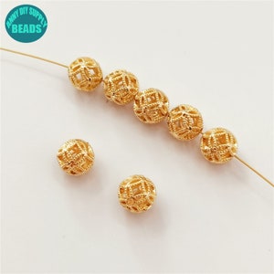 8mm 14k Gold Plated Hollow out Beads,Gold Beads,Wholesale Beads,Jewelry Making Beads,Money Beads,Gold Plated Beads