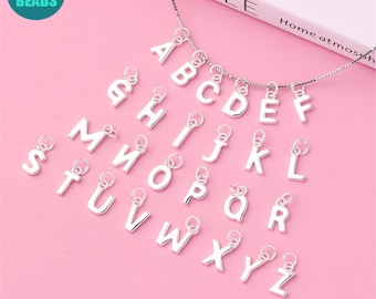 Ciondolo con lettera dell'alfabeto in argento sterling S925 con 26 lettere dell'alfabeto, ciondolo iniziale, ciondolo con ciondolo con alfabeto, ciondolo con lettera personalizzata, ciondolo iniziale in argento