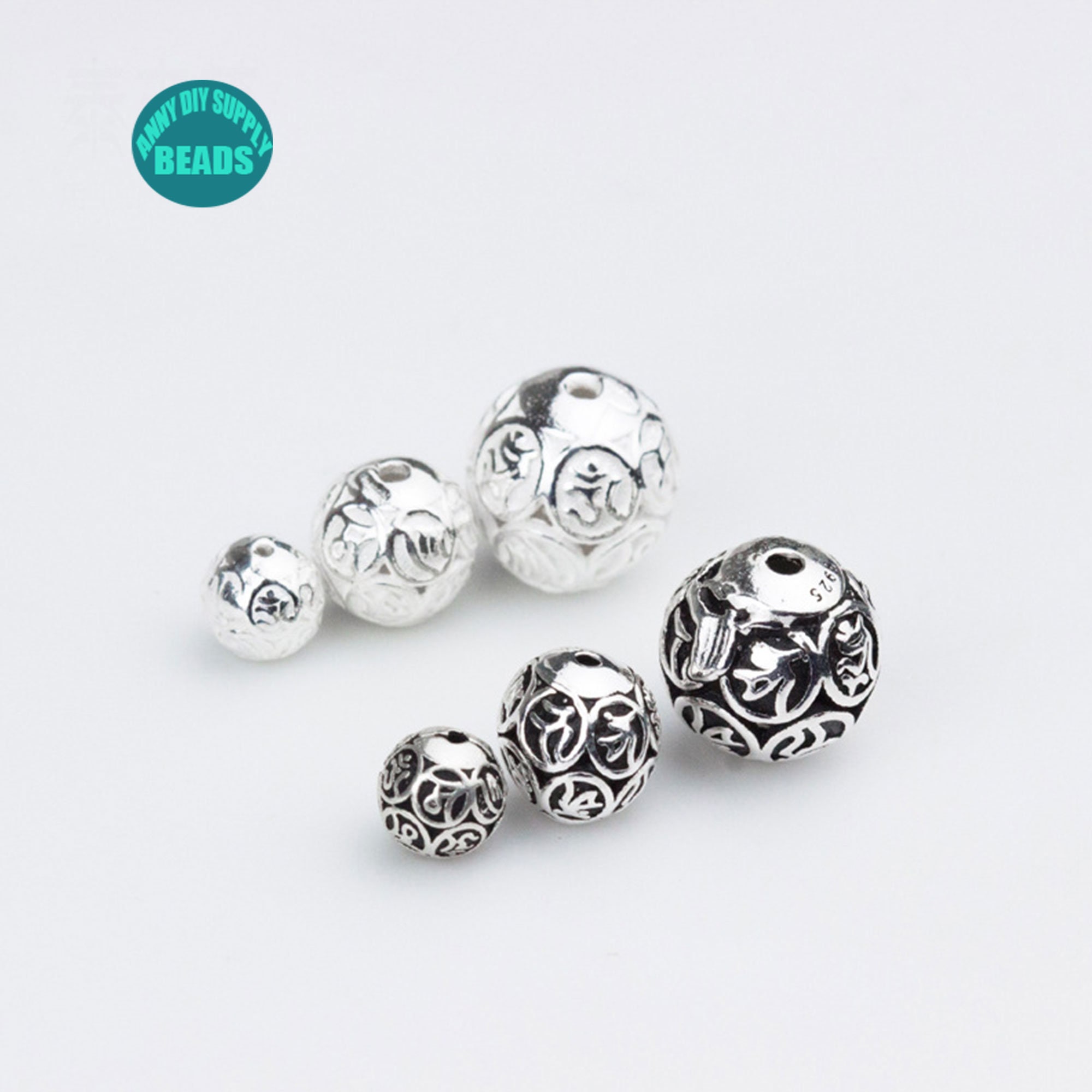 10mm 8pc Round Silver Beads for Jewelry Making, Brushed Silver Spacer  Beads, Metal Ball Beads 