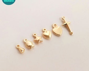 20/100st 14K vergulde mini tag charme, gouden tag charme, gouden kleine hart charme, kleine ster charme