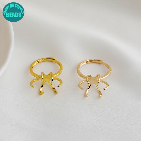 14k/18k Real Gold Plated Brass Finger Ring Support,Gemstone Ring,Adjustable Rings,Ring Base,Ring Blank,Ring Setting,Cabochon Ring,Brass Ring