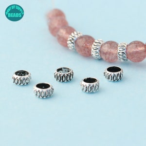 5/10/20/50PCS S925 Sterling Silver donut beads,Silver Spacer Beads,6mm silver donut beads