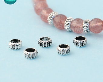 5/10/20/50PCS S925 Sterling Silver donut beads,Silver Spacer Beads,6mm silver donut beads