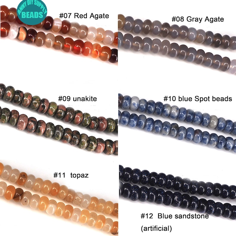 58mm Gemstone Rondelle Beadsoblate Beadsfull Strand - Etsy