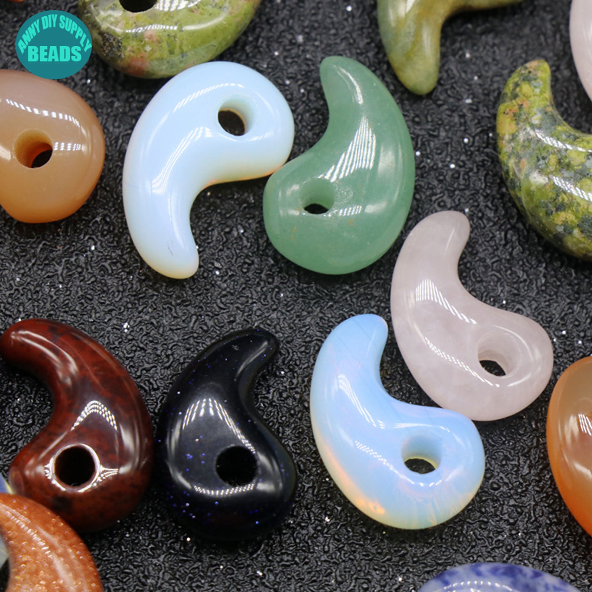 22 x 14 mm 勾玉ペンダント、コンマペンダント、宝石ネックレス