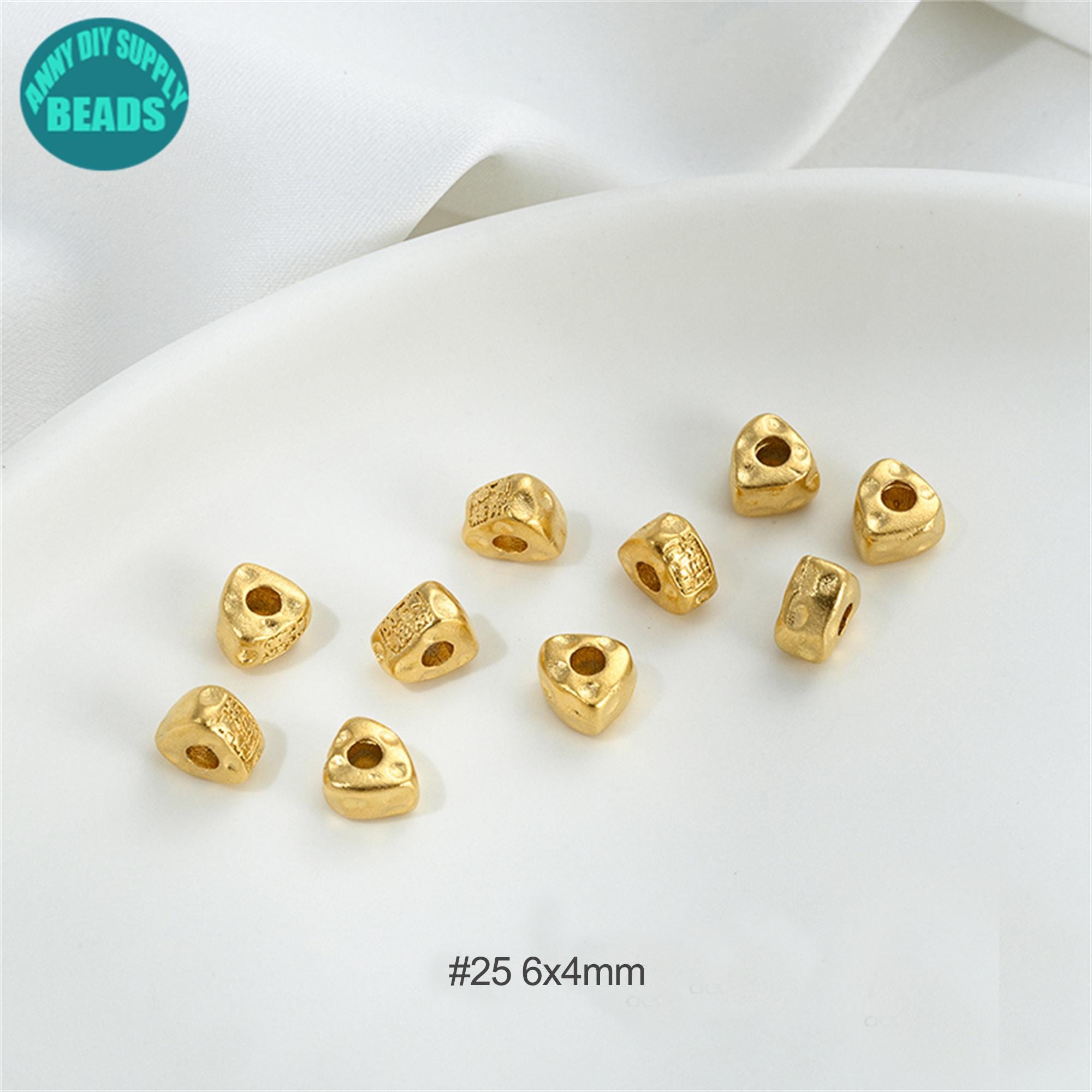20 perline distanziatrici in ottone placcato oro 18k, 2 misure: 4 mm / 6 mm, perline distanziatrici con motivo a rilievo a coste - Italia