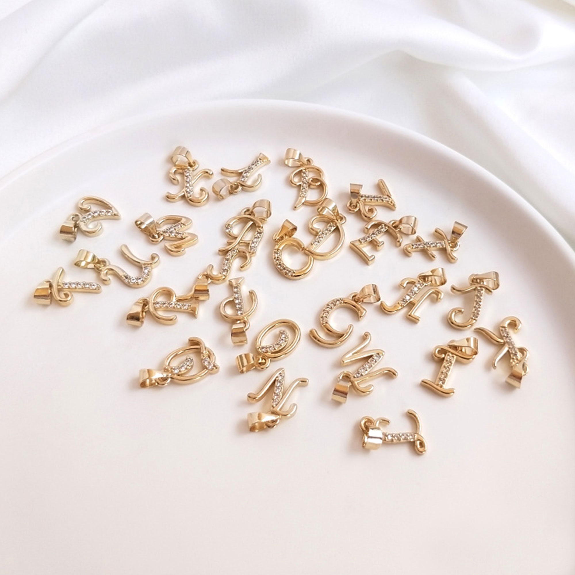 Charm-ALPHABET LETTERS-14x12mm Gold Plated (Pack of 26)