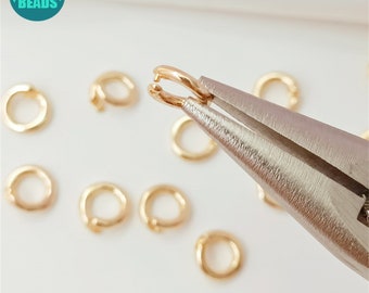 7mm 14K Gold Plated brass Open Rings,Ring with Fasterner,Jump Rings