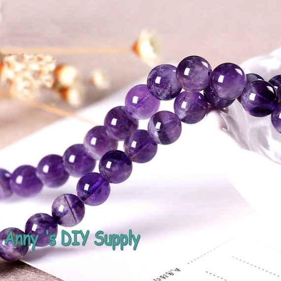 4/6/8/10/12/14MM Natural Purple Amethyst Round Gemstone Loose Beads 15''AAA 
