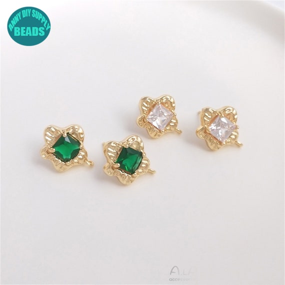 Orecchini A Bottone Placcati Oro 14K Con Zirconi Cubici - Nodo D'Amore Ipoallergenici Per Donna