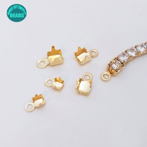 14K Real Gold Plated Brass Rhinestone Chain End Cups,End Cups,Chian End Caps,10/50/100pcs