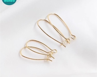 14k Gold Plated BrassEarring Hooks: French Style Ear Wires