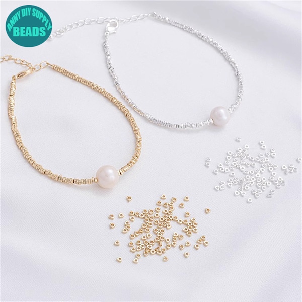 Cuentas espaciadoras triangulares diminutas de 2 mm bañadas en oro de 14 quilates: suministros para hacer joyas