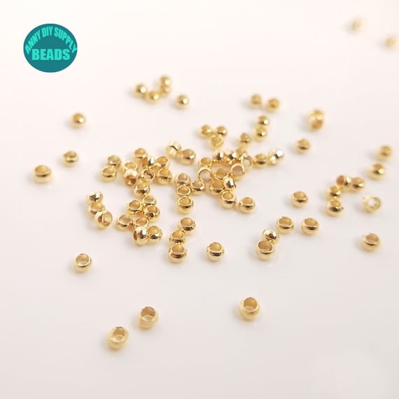 Wholesale 2.5mm Crimp Beads 18K Gold Plated Crimp End Beads For Jewelry  Making Supplies