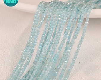 2mm 3mm Faceted Round Light Blue Apatite Gemstone Beads,Tiny Faceted Gemstone beads,Blue Apatite Beads,Gemstone Beads,Full Strand 15''
